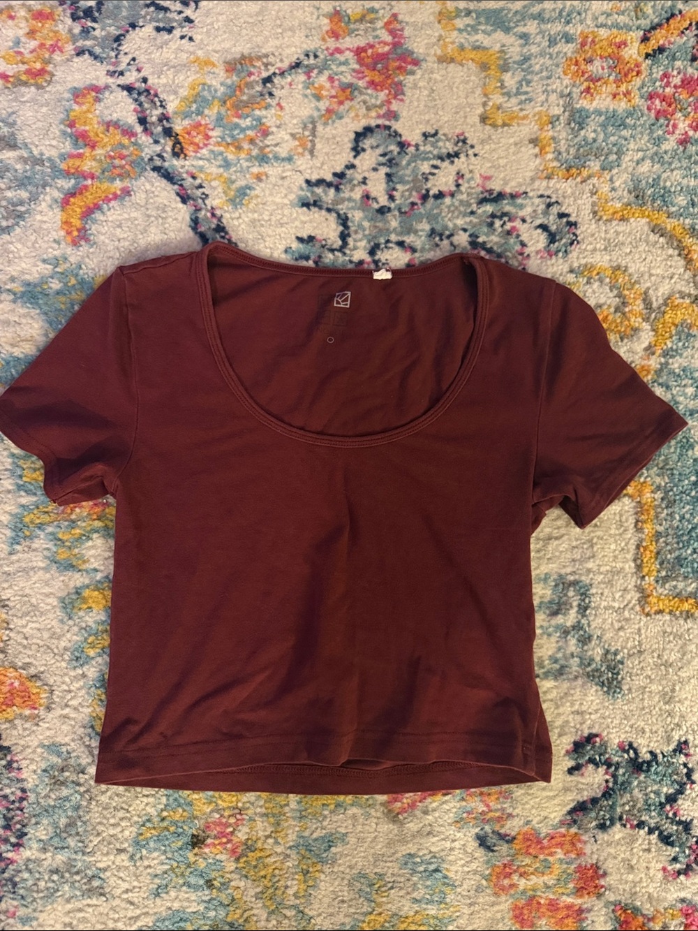 Nollie Scoop Neck Crop Top in Deep Burgundy